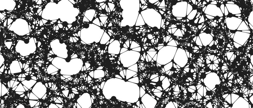 Abstract liquid metaball background with organic network structure. Flowing lines, blobs and digital data web pattern. Vector