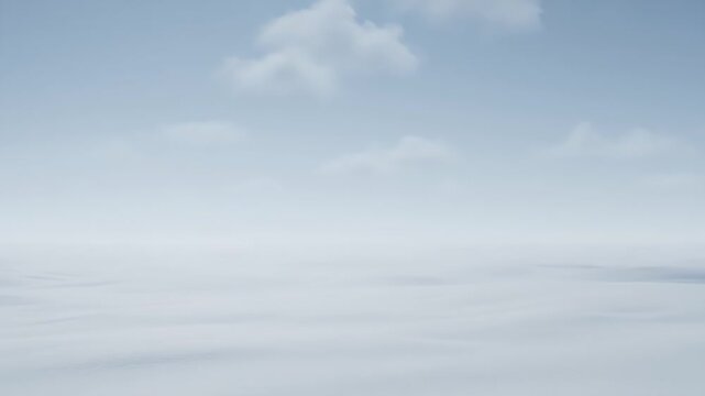 Vast serene snowfield under soft pale sky and wispy clouds, peaceful winter landscape