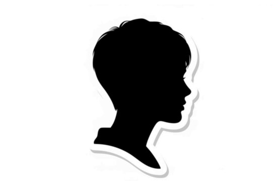 1950s Pixie Haircut Film Actress Silhouette, French New Wave Cinema Style Vector Sticker, Minimalist Vintage Star Illustration