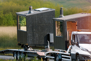 Naklejka premium Mobile tiny home lifestyle and freedom concept