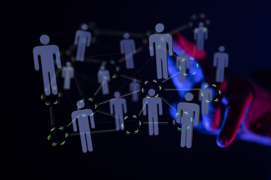 Abstract image representing social connections, networking, communication, and digital relationships within a virtual wo