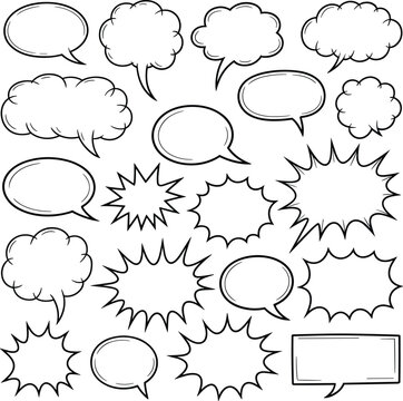 Comic Speech Bubbles and Thought Clouds Set