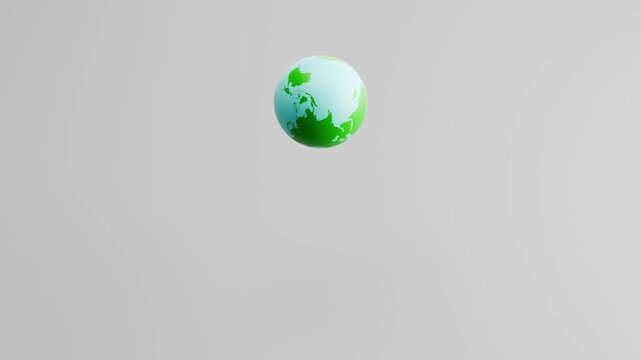Earth Planet Bouncing Seamless Loop on Gray Background, 3D Animation