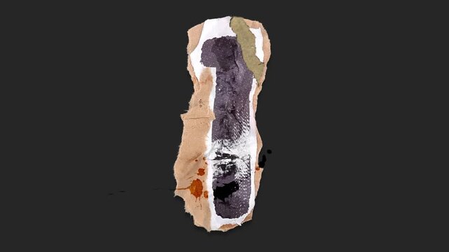 A drag and drop number character with alpha in a grunge torn creased up paper and card style that folds out in to place with worn aged effects and paper tears.
