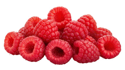 Isolated pile of fresh ripe red raspberries delicious sweet berry fruit for healthy eating © Radovan