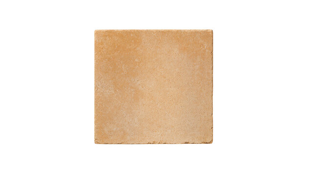 Isolated natural earthy brown square terracotta tile with a rough textured surface