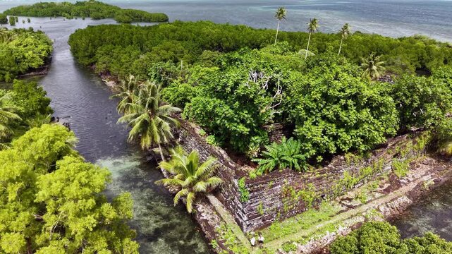 Micronesia Pohnpei Nan Madol Ancient Ruins Lost City Oceania Pacific Aerial Drone 4K