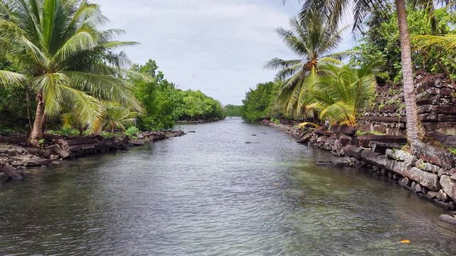 Micronesia Pohnpei Nan Madol Ancient Ruins Lost City Oceania Pacific Aerial Drone 4K