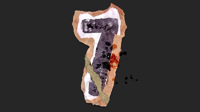 A drag and drop number character with alpha in a grunge torn creased up paper and card style that folds out in to place with worn aged effects and paper tears.
