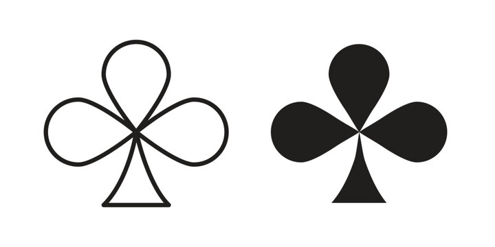 Card-club icon set. outlined and solid flat clipart versions.