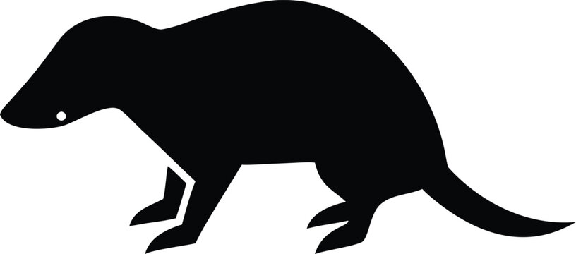 Black mongoose silhouette on white background isolated