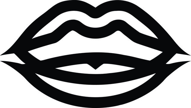 Black lips mouth face white