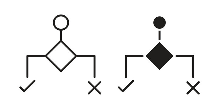 Condition icon set. outlined and solid flat clipart versions.