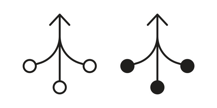 Consolidation icon set. outlined and solid flat clipart versions.