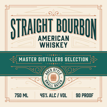 Bottle label design for straight bourbon whiskey with master distillers selection details