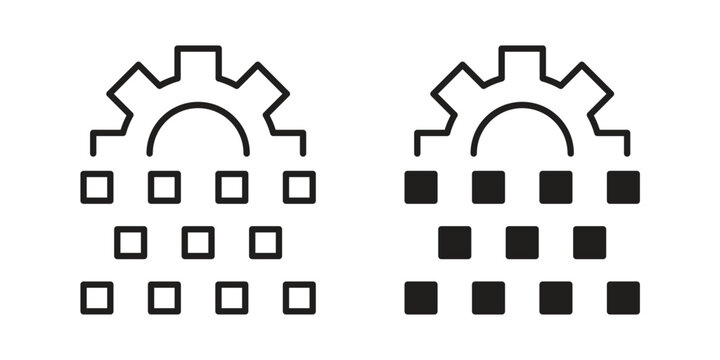 Digital transformation icon set. outlined and solid flat clipart versions.