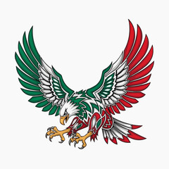 Obraz premium Tribal Eagle Attack Vector Mexican Flag Colors Dynamic Design