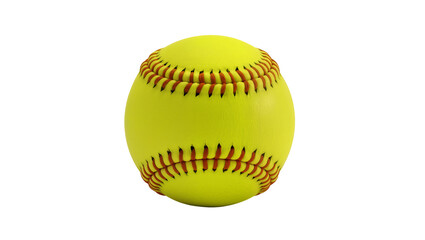 Naklejka premium Isolated bright yellow softball with classic red stitching, perfect for a competitive sports game