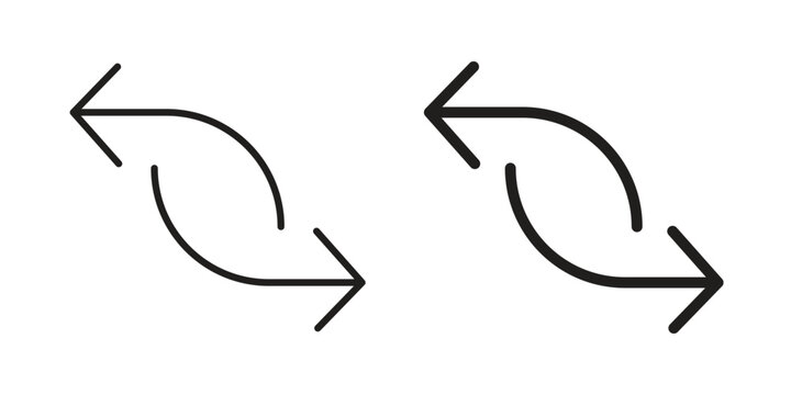 Exchange arrow icon set. outlined and solid flat clipart versions.
