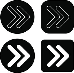 Obraz premium Double arrow forward vector icon set, fast forward interface buttons for web design and media player