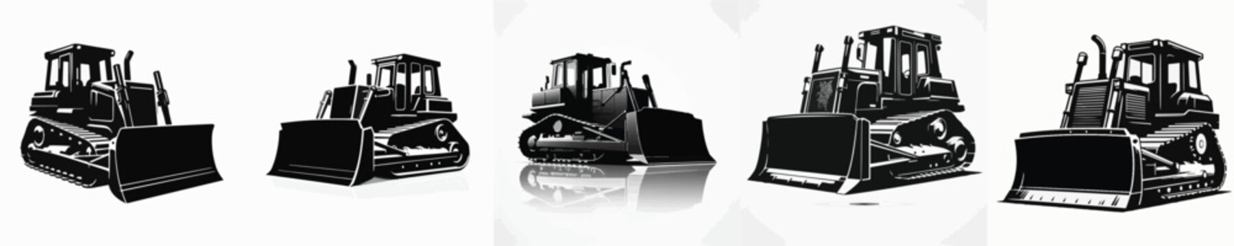 Vector silhouette of bulldozer