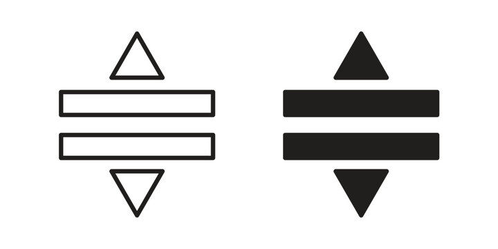 List dropdown icon set. outlined and solid flat clipart versions.