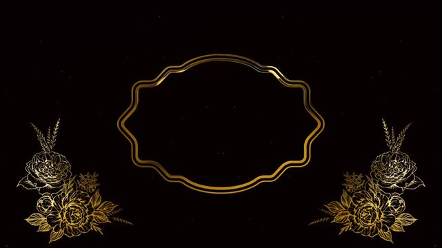 3d animation vintage frame with floral ornament green screen background