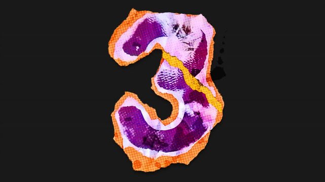 A drag and drop vibrant and brightly coloured number with alpha, in a torn creased up paper and card punk style that folds out in to place with worn aged effects and paper tears.
