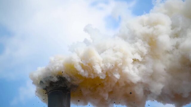air pollution smoke in chimney factory industrial waste