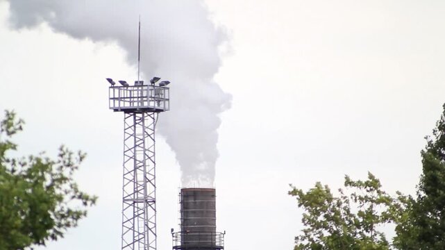 air pollution smoke in chimney factory industrial waste