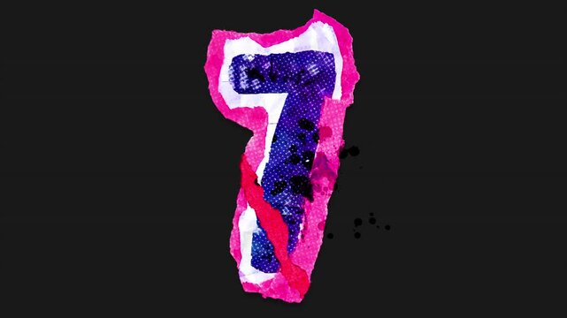 A drag and drop vibrant and brightly coloured number with alpha, in a torn creased up paper and card punk style that folds out in to place with worn aged effects and paper tears.
