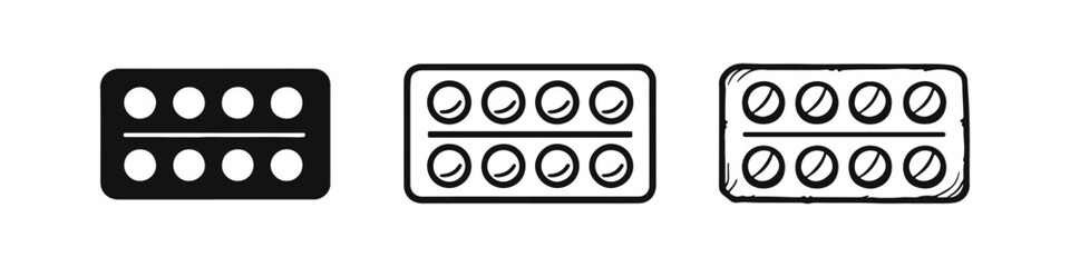 Fototapeta premium Blister pack with pills or tablets icon, pharmaceutical and medication concept.