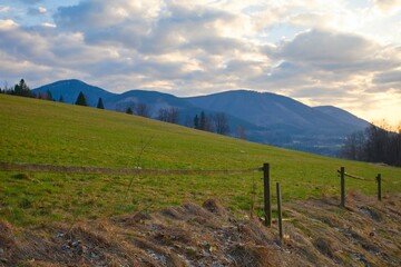 Spring on the pastures in Celadna in the Beskydy Mountains. © Pavel