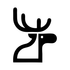 Logotipo fauna del bosque. Dibujo sencillo con líneas de la cabeza de un caribú © teracreonte