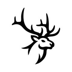 Logotipo fauna del bosque. Dibujo sencillo con líneas de la cabeza de un caribú © teracreonte