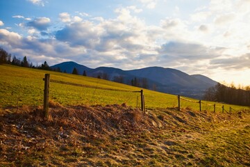 Spring on the pastures in Celadna in the Beskydy Mountains. © Pavel
