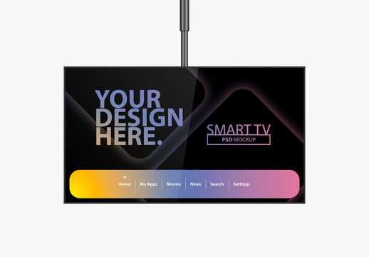 Hanging LED TV Screen Mockup