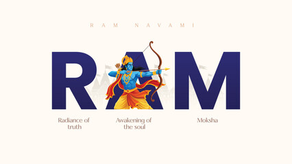 Fototapeta na wymiar Happy Ram Navami festival of India Social Media Post