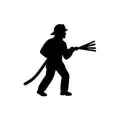 Fototapeta premium Firefighter silhouette vector, first responder duty