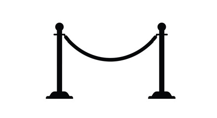 Black rope barrier with stanchions depicted in a stark silhouette © mst