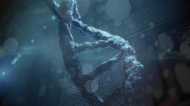 Animation of dna strand spinning and medical data processing