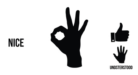 Fototapeta premium Hands displaying approval gestures with text a striking silhouette