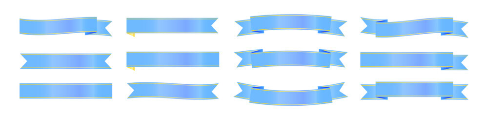 横長・カーブ・ストレートなどバリエーション豊富なブルーリボンのコレクション、シンプルで使いやすい装飾パーツ集 © GoodLuckDesigns