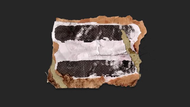 A drag and drop symbol with alpha in a grunge torn creased up paper and card style that folds out in to place with worn aged effects and paper tears.
