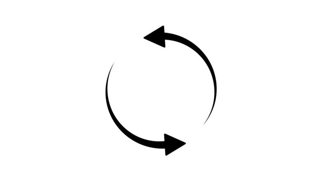 Circle arrow refresh and reload icon animation with loading progress on white background.with 4k video animation.
