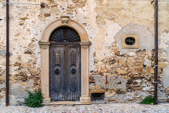 Ancient Wood and Stone Portal in Mistretta, Sicily