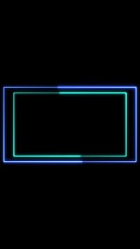 Neon rectangular frame vertical video with copy space on black background for mobile interface design. Neon rectangular frame technology concept.