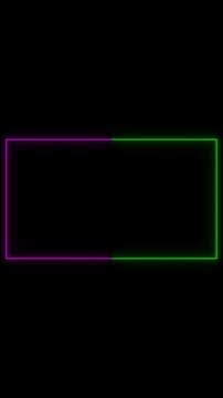 Neon rectangular frame vertical video with glowing border on black background for app layouts. Neon rectangular frame technology concept.