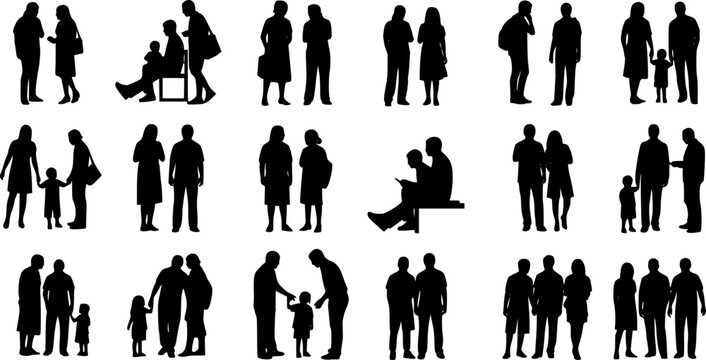 People silhouettes in elevation side view | Architecture people | silhouettes of people | 2D people | Section Elevation View | Architectural drawing people | characters 
