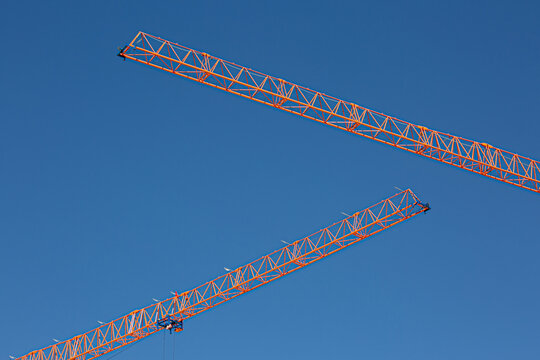 two cross constriction cranes  